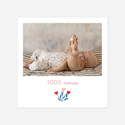 Carte remerciement naissance Floeurs