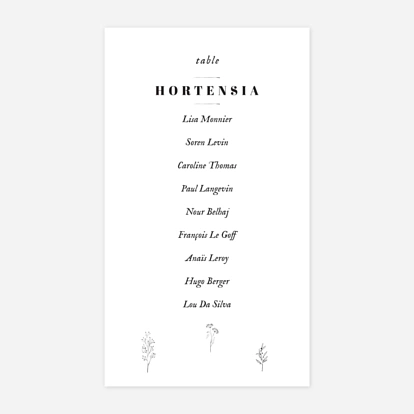 Nom de table mariage Herbier