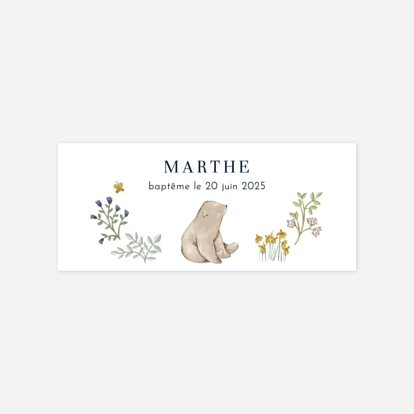 Étiquette cadeau baptême Histoire du jardin