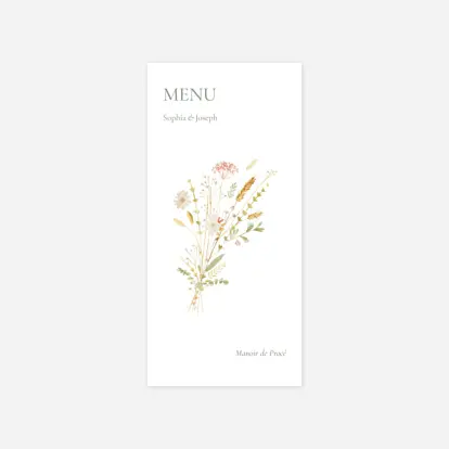 Menu mariage Jardin bohème