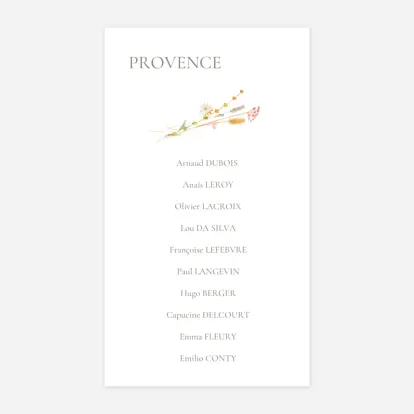 Nom de table mariage Jardin bohème