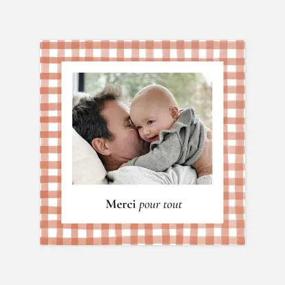 Carte remerciement naissance Joli vichy