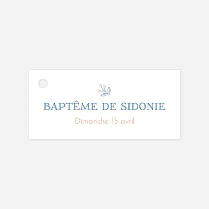 Etiquette perforée baptême L'envolée