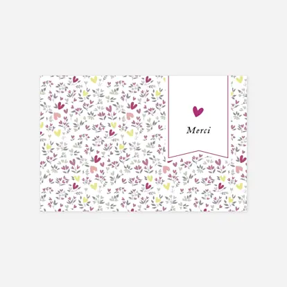 Carte remerciement naissance Liberty coeur