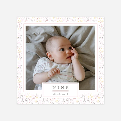 Faire-part naissance Liberty coeur en couleur