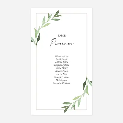 Nom de table mariage Luberon