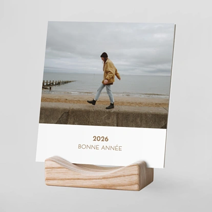 Calendrier photo avec support bois Minimaliste