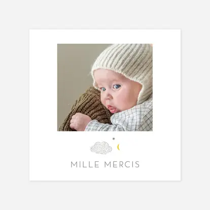 Carte remerciement naissance Nuage de lait