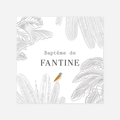 Etiquette perforée baptême Oiseaux de paradis