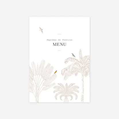 Menu baptême Oiseaux de paradis