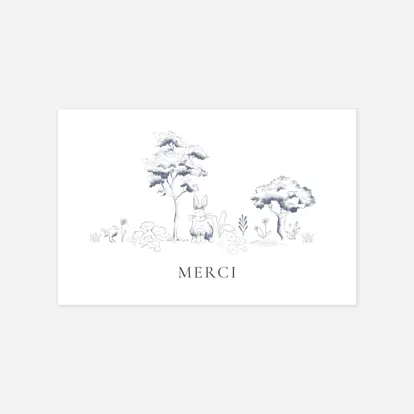 Carte remerciement naissance L'orée du bois