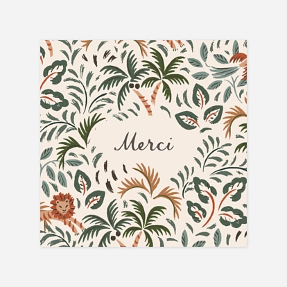 Carte remerciement naissance Petite jungle
