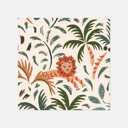 Étiquette avec ruban baptême Petite jungle