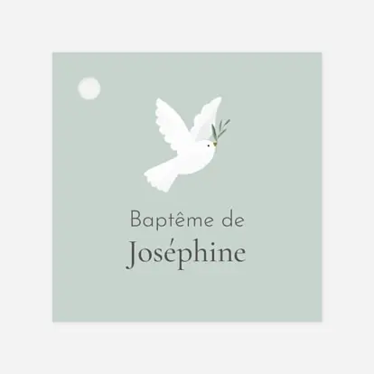 Etiquette perforée baptême Petite colombe