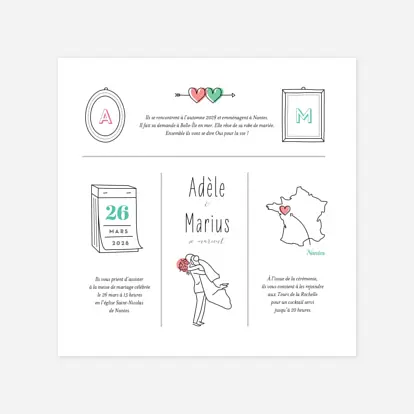 Faire-part mariage Pictos