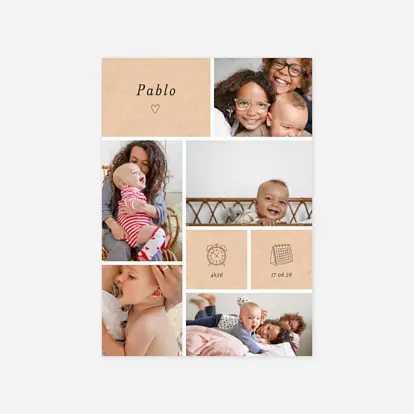 Faire-part naissance Picto pastel