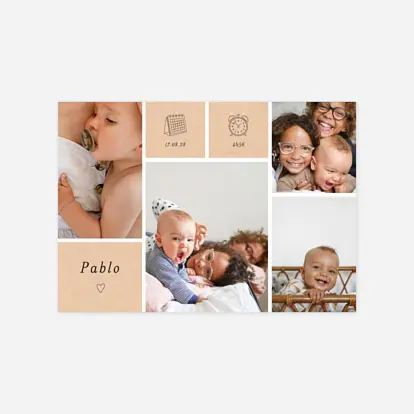 Faire-part naissance Picto pastel