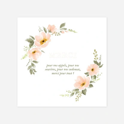 Carte remerciement naissance Poésie florale