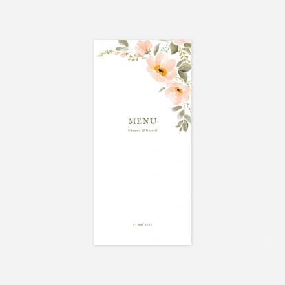 Menu mariage Poésie florale