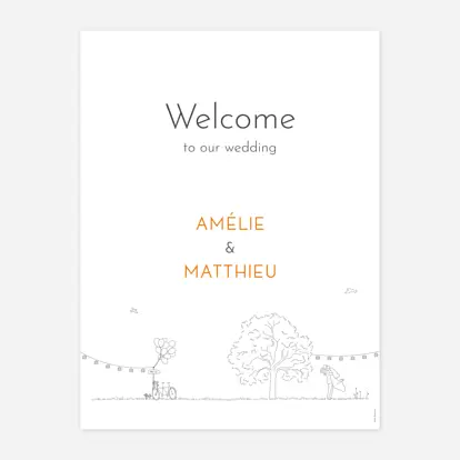 Affiche bienvenue mariage Promesse champêtre