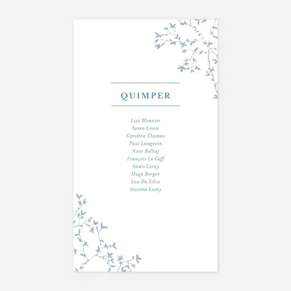 Nom de table mariage Reflets dans l'eau