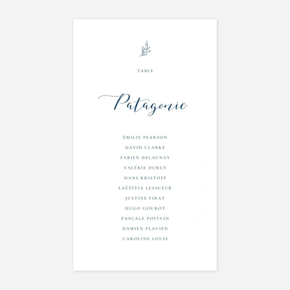 Nom de table mariage Ronde des prés