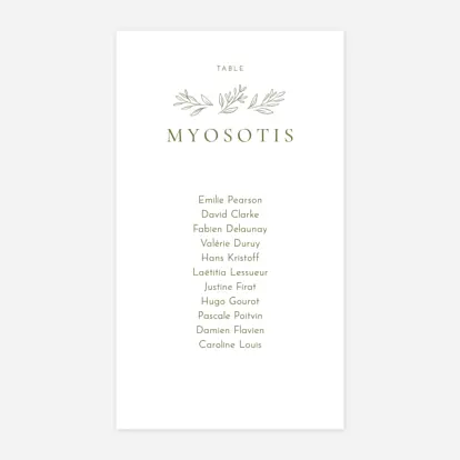 Nom de table mariage Romantique