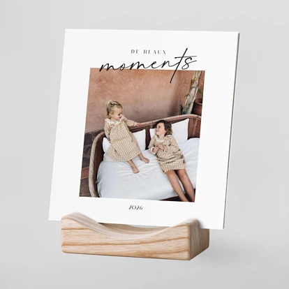 Calendrier photo avec support bois Script Clair