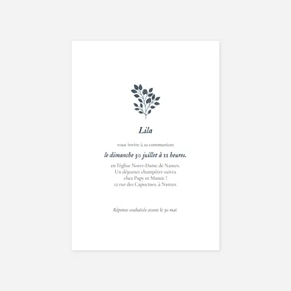 Invitation communion Signature végétale