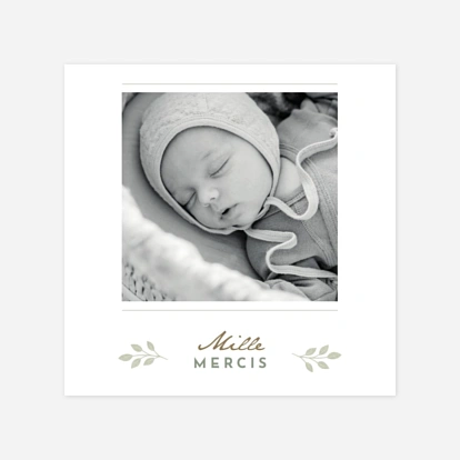 Carte remerciement naissance Signature végétale