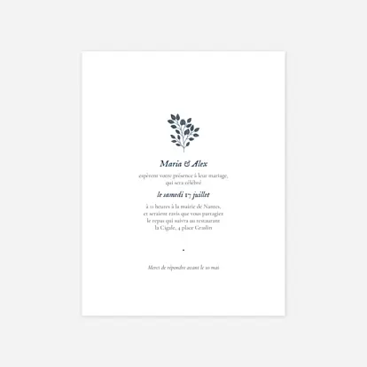 Faire-part mariage Signature végétale