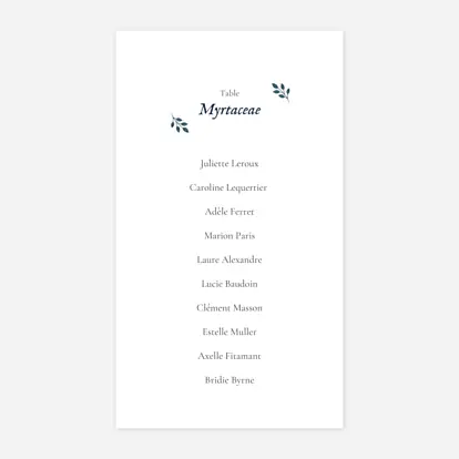 Nom de table mariage Signature végétale
