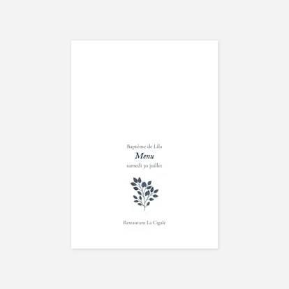 Menu baptême Signature végétale