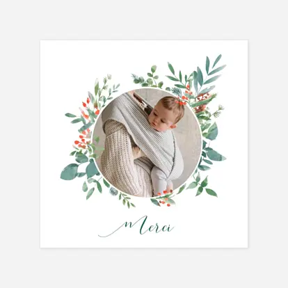 Carte remerciement naissance Solstice d'hiver