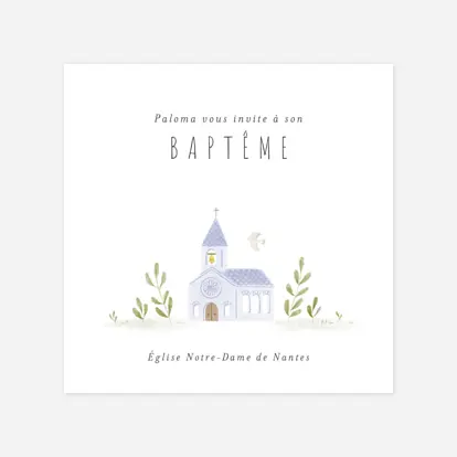 Faire-part baptême Symboles aquarellés