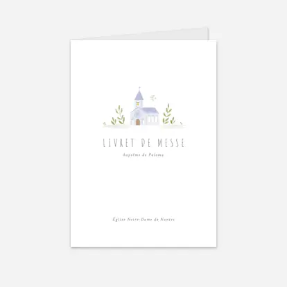 Livret de messe baptême Symboles aquarellés