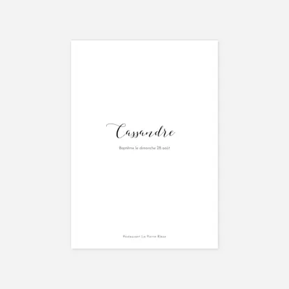 Menu baptême Tendre innocence